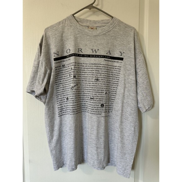 Vintage Printer Norway T-Shirt Mens XL Gray 90's Single-Stitch - Picture 1 of 7